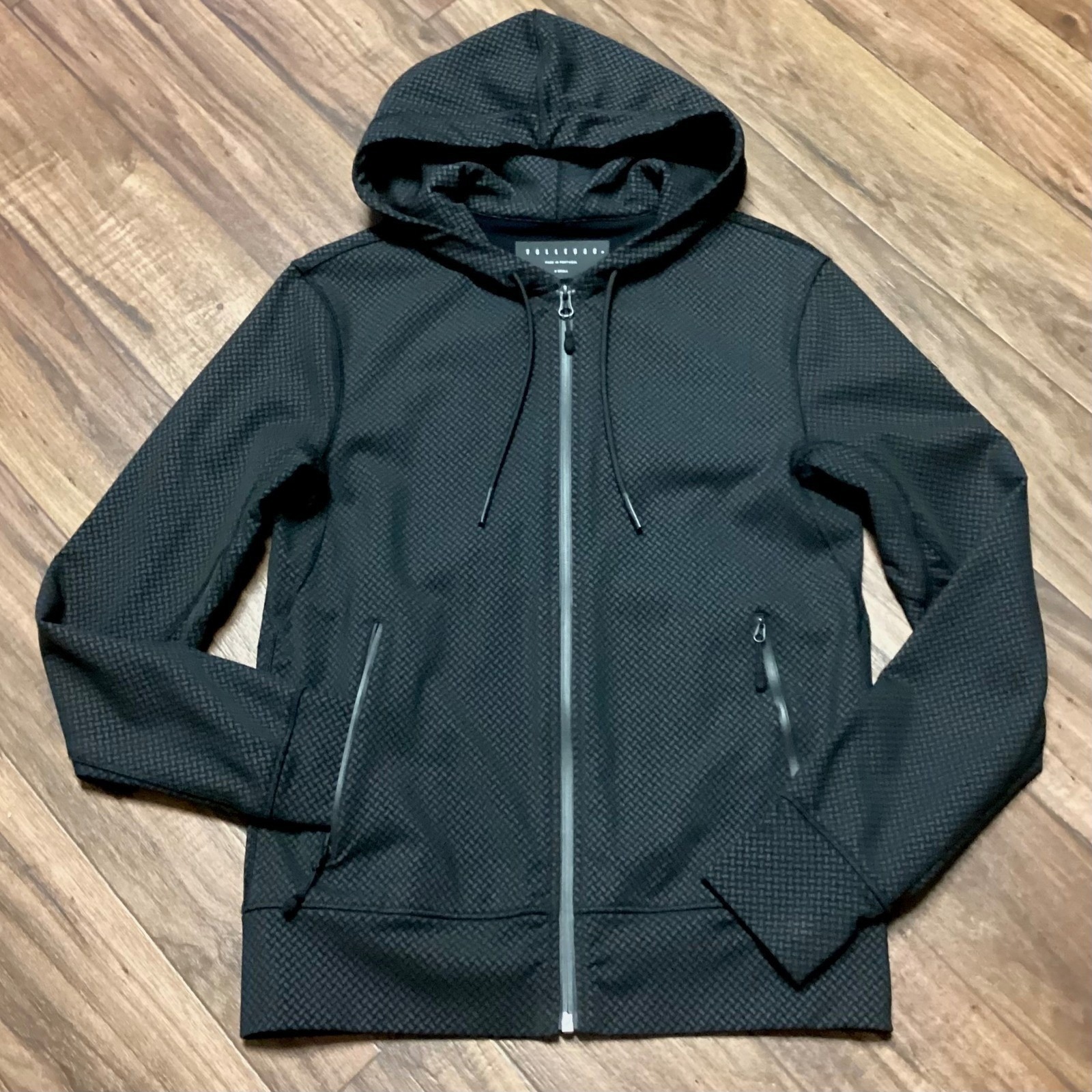 Vollebak Mens Ceramic Hoodie Textured Zip Up Jacket X Smallin Black/Gray